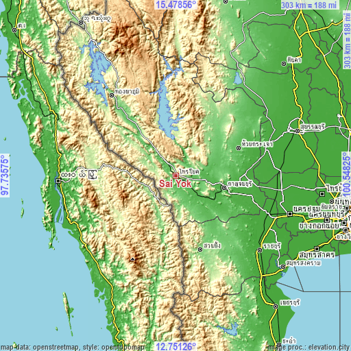 Topographic map of Sai Yok