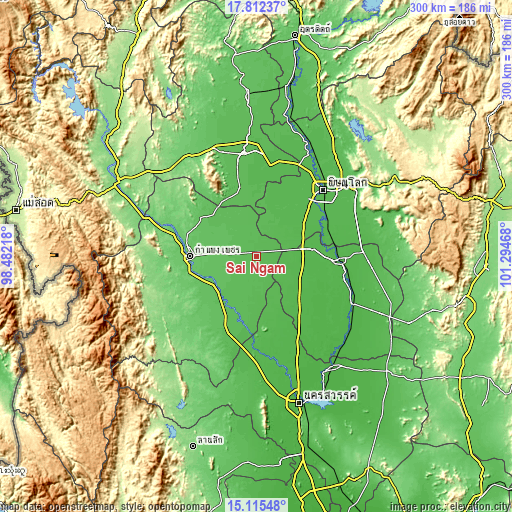 Topographic map of Sai Ngam