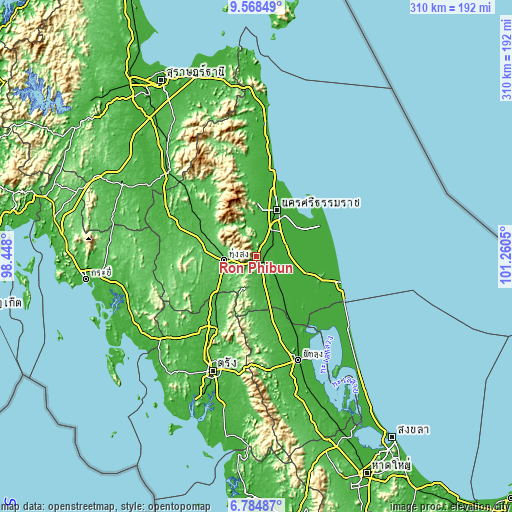 Topographic map of Ron Phibun