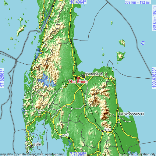 Topographic map of Tha Kham