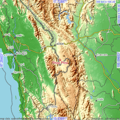 Topographic map of Phop Phra