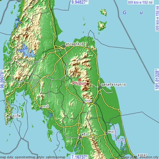 Topographic map of Phipun