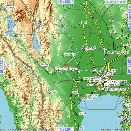 Topographic map of Phanom Thuan
