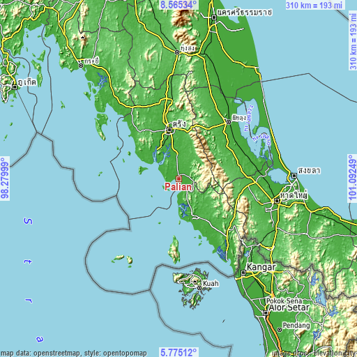 Topographic map of Palian