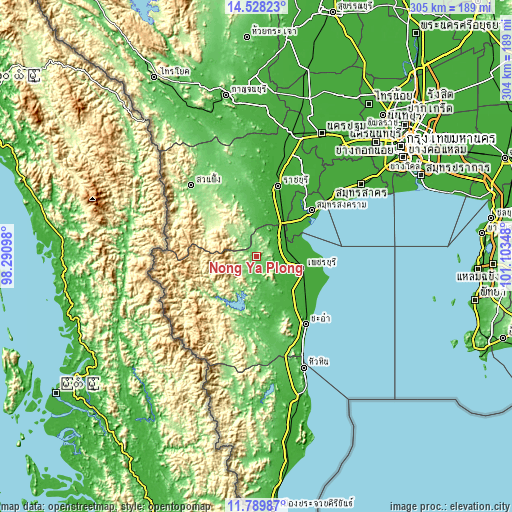 Topographic map of Nong Ya Plong