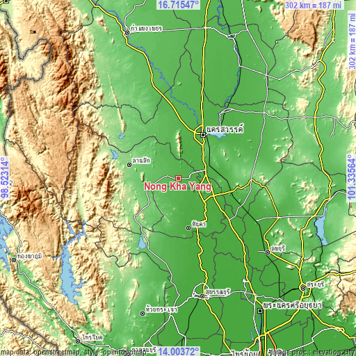 Topographic map of Nong Kha Yang