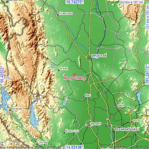 Topographic map of Nong Chang