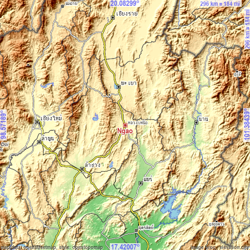 Topographic map of Ngao