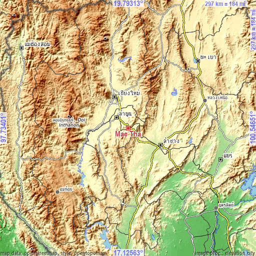 Topographic map of Mae Tha