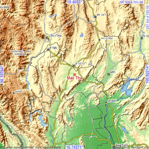 Topographic map of Mae Tha