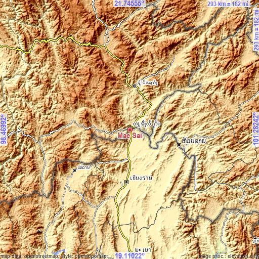 Topographic map of Mae Sai