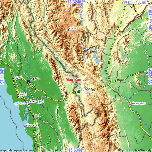 Topographic map of Mae Ramat