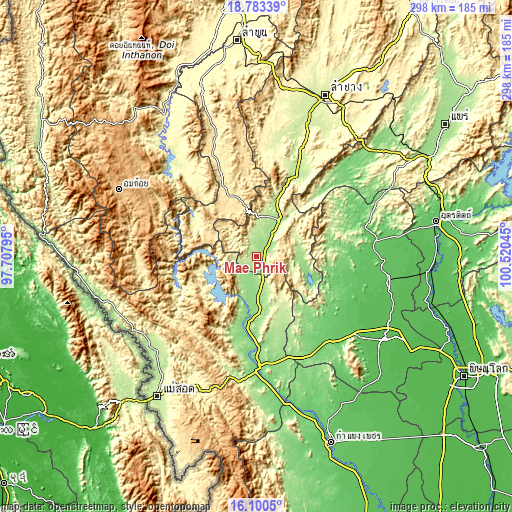 Topographic map of Mae Phrik