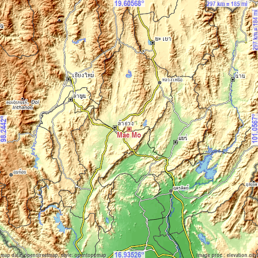 Topographic map of Mae Mo