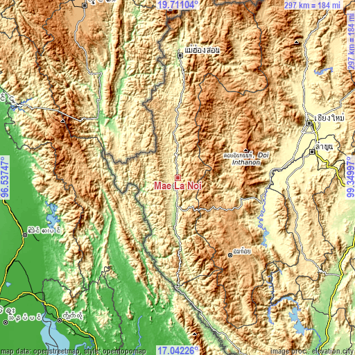 Topographic map of Mae La Noi