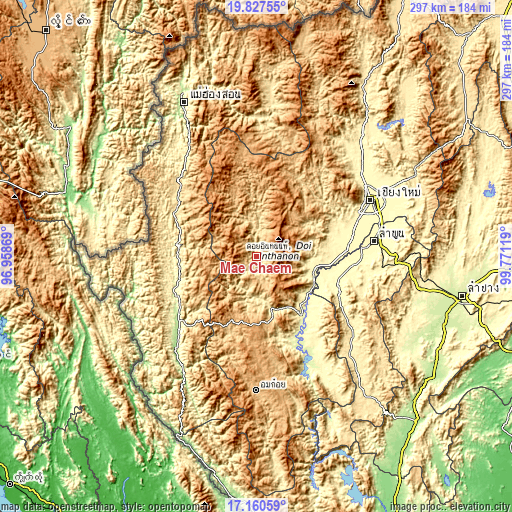 Topographic map of Mae Chaem