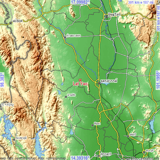 Topographic map of Lat Yao