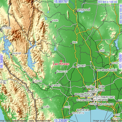 Topographic map of Lao Khwan