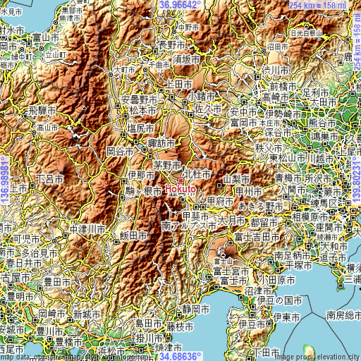 Topographic map of Hokuto