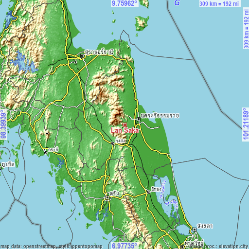 Topographic map of Lan Saka