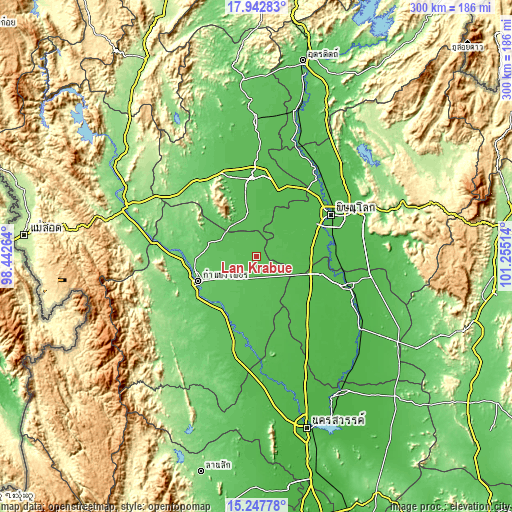 Topographic map of Lan Krabue