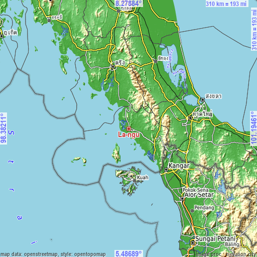 Topographic map of La-ngu