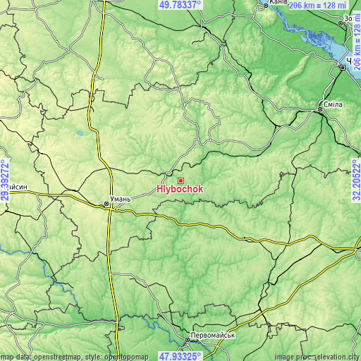 Topographic map of Hlybochok