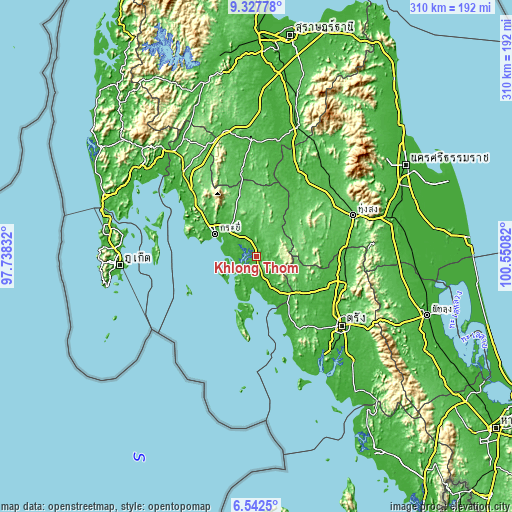 Topographic map of Khlong Thom