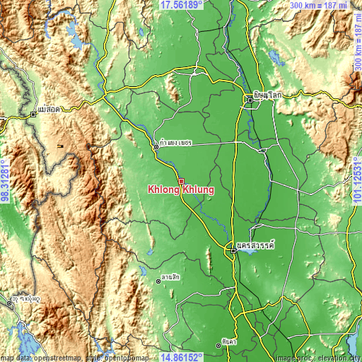 Topographic map of Khlong Khlung