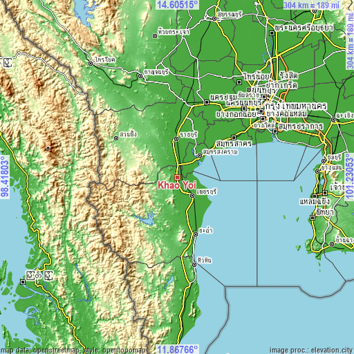 Topographic map of Khao Yoi