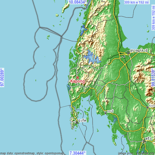 Topographic map of Kapong