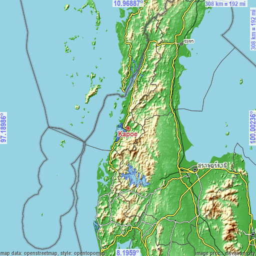 Topographic map of Kapoe