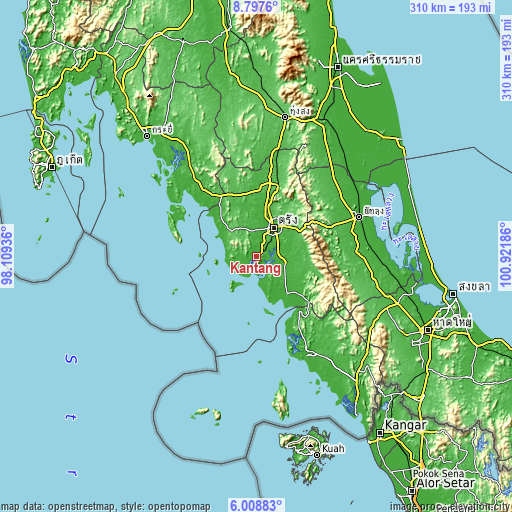 Topographic map of Kantang