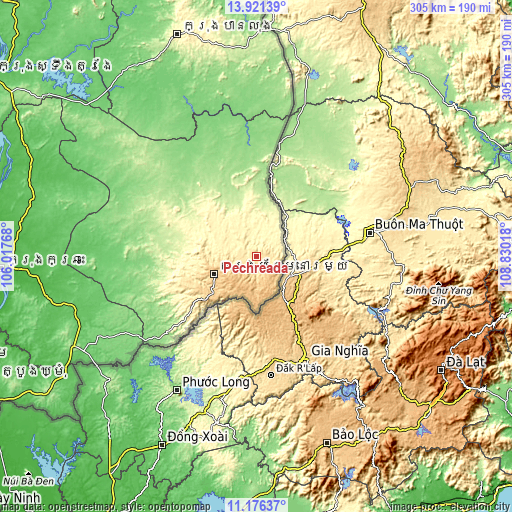 Topographic map of Pechreada