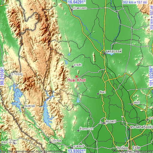 Topographic map of Huai Khot