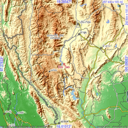 Topographic map of Doi Tao