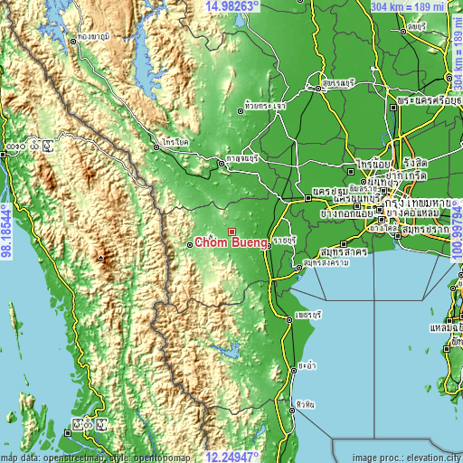 Topographic map of Chom Bueng