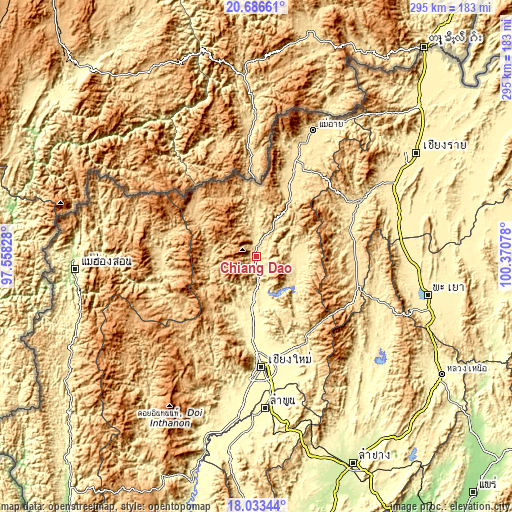 Topographic map of Chiang Dao