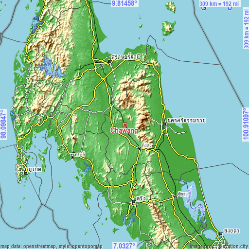 Topographic map of Chawang