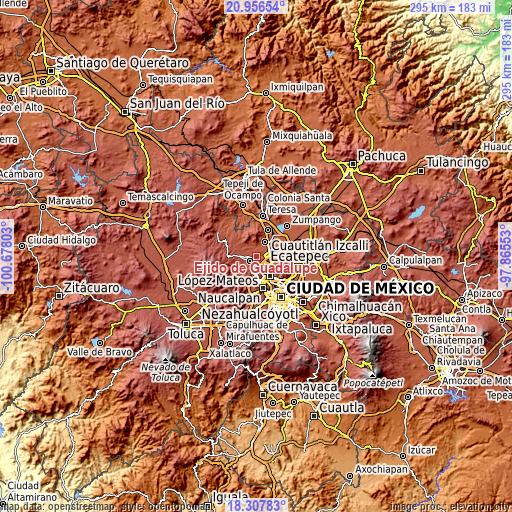 Topographic map of Ejido de Guadalupe