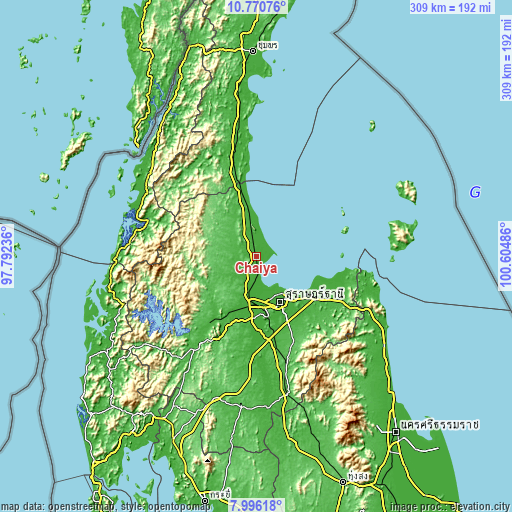 Topographic map of Chaiya