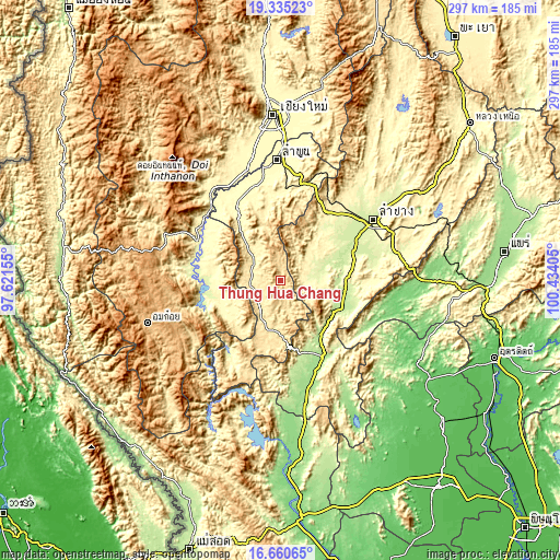 Topographic map of Thung Hua Chang