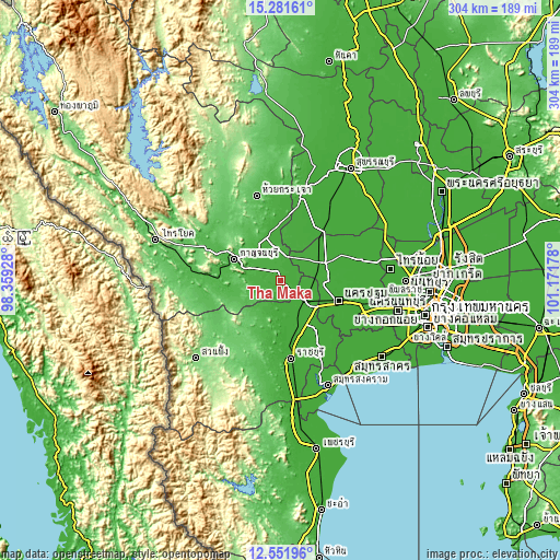 Topographic map of Tha Maka