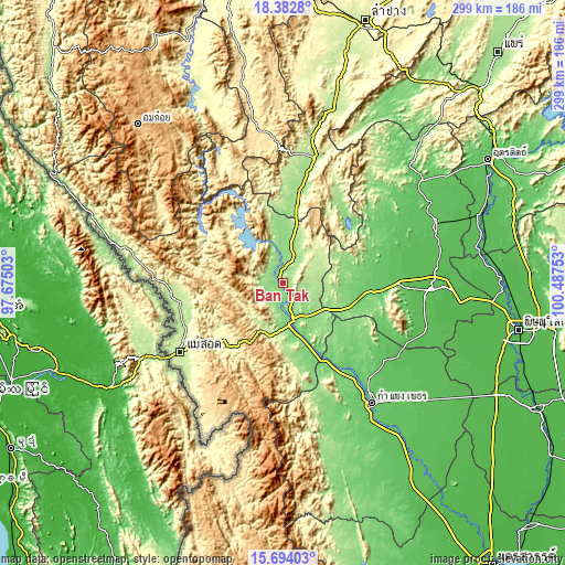 Topographic map of Ban Tak