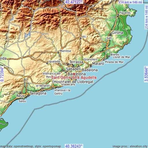 Topographic map of Sant Genís dels Agudells