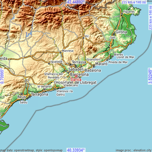 Topographic map of Sarrià