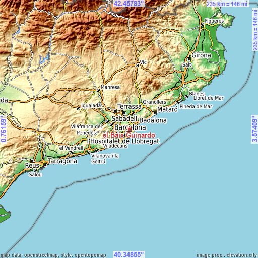 Topographic map of el Baix Guinardó