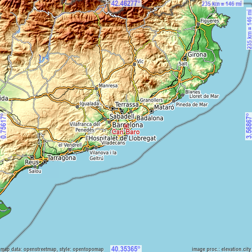 Topographic map of Can Baró