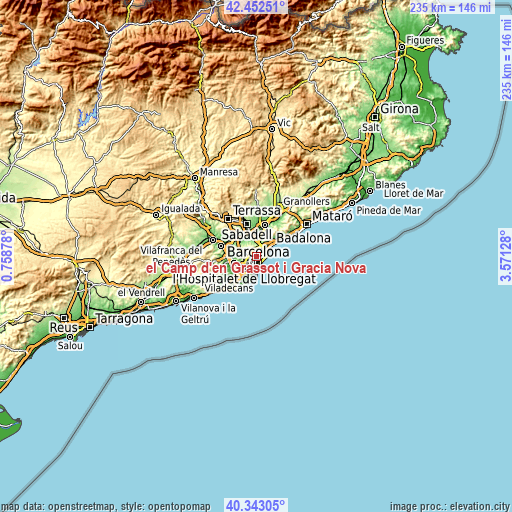 Topographic map of el Camp d'en Grassot i Gràcia Nova