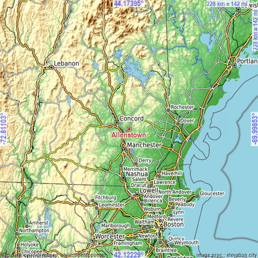 Topographic map of Allenstown